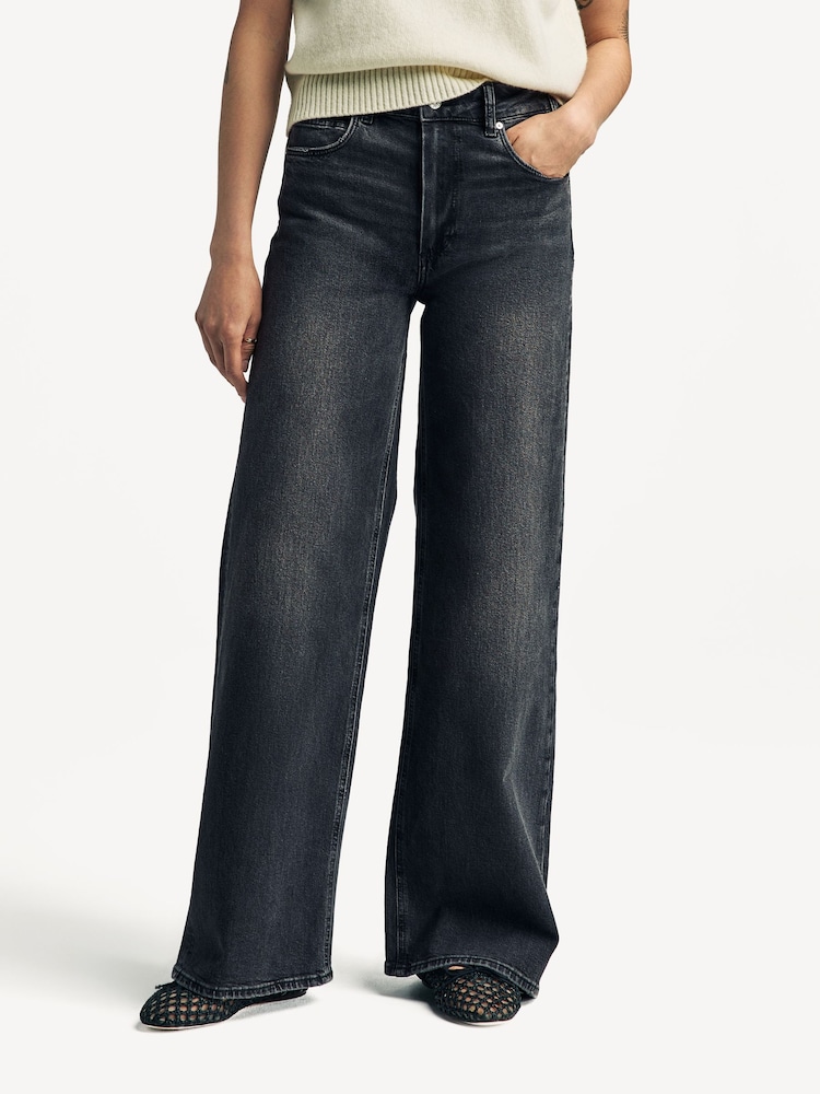 Paige Sasha Wide Leg Black Jeans - Image 1 of 6