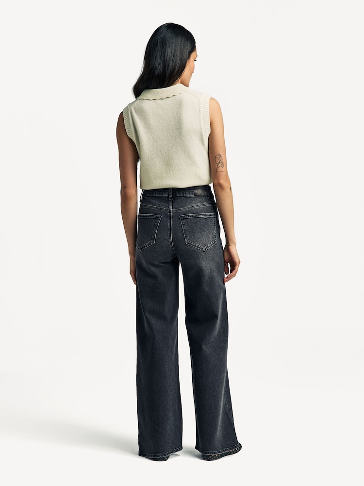 Paige Sasha Wide Leg Black Jeans - Image 4 of 6
