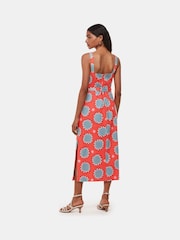 Whistles Orange Petite Sunburst Linen Blend Dress - Image 2 of 5