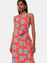 Whistles Orange Petite Sunburst Linen Blend Dress - Image 3 of 5