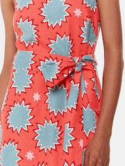 Whistles Orange Petite Sunburst Linen Blend Dress - Image 4 of 5