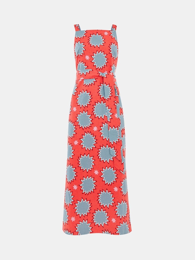 Whistles Orange Petite Sunburst Linen Blend Dress - Image 5 of 5 Whistles Orange Petite Sunburst Linen Blend Dress - Image 5 of 5
