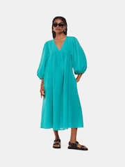 Whistles Blue Petite Gloria Linen Blend Dress - Image 1 of 5