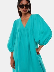 Whistles Blue Petite Gloria Linen Blend Dress - Image 3 of 5