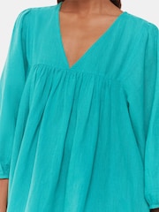 Whistles Blue Petite Gloria Linen Blend Dress - Image 4 of 5