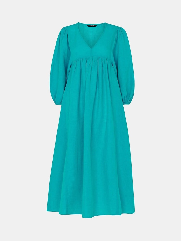 Whistles Blue Petite Gloria Linen Blend Dress - Image 5 of 5