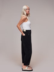 Whistles Black Petite Authentic Barrel Leg 100% Cotton Jeans - Image 3 of 5
