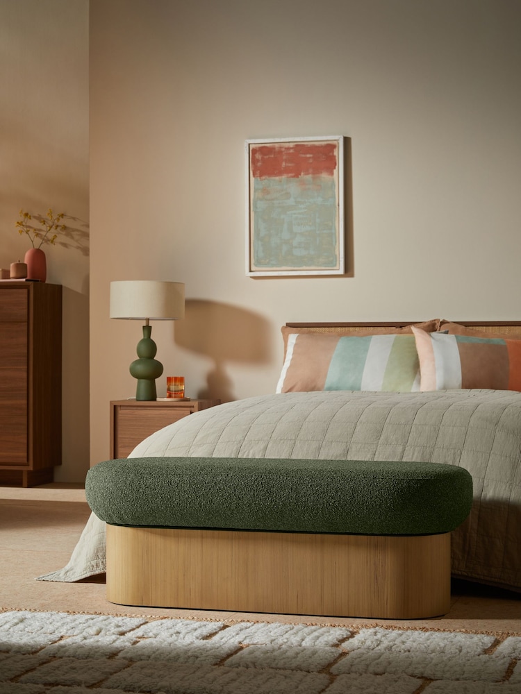 MADE.COM Forest Green Pax Boucle Novara Storage Ottoman Bench - Image 1 of 6