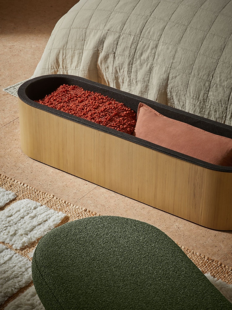 MADE.COM Forest Green Pax Boucle Novara Storage Ottoman Bench - Image 2 of 6