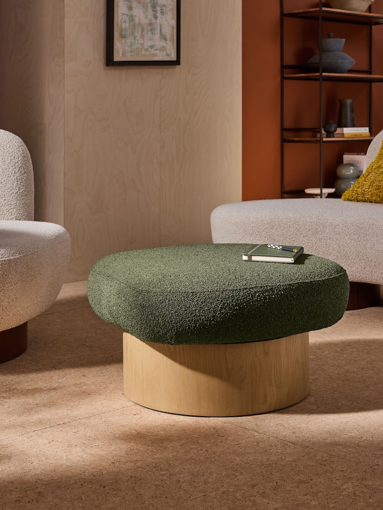 MADE.COM Forest Green Pax Boucle Novara Storage Footstool - Image 1 of 6