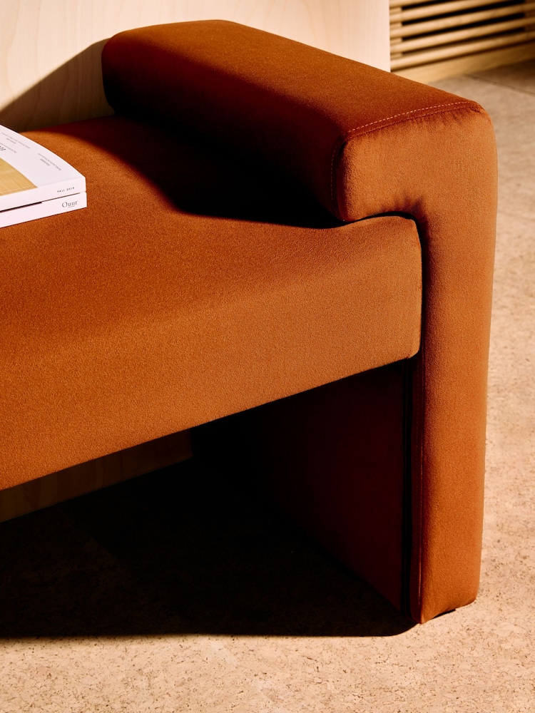 MADE.COM Cinnamon Orange Velvet Brixton Bench - Image 2 of 8