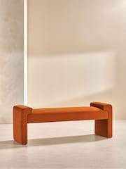 MADE.COM Cinnamon Orange Velvet Brixton Bench - Image 5 of 8