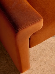 MADE.COM Cinnamon Orange Velvet Brixton Bench - Image 6 of 8