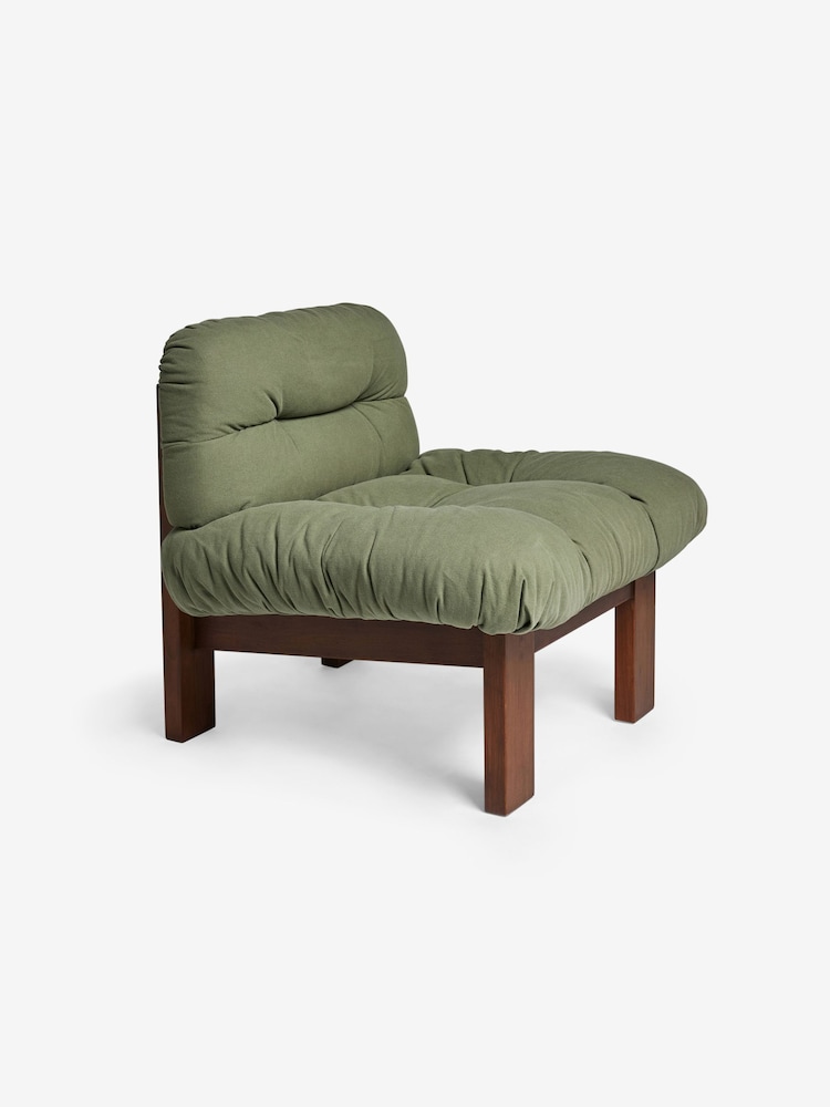 MADE.COM Olive Green Cotton Linen Blend Fran Accent Chair - Image 1 of 3