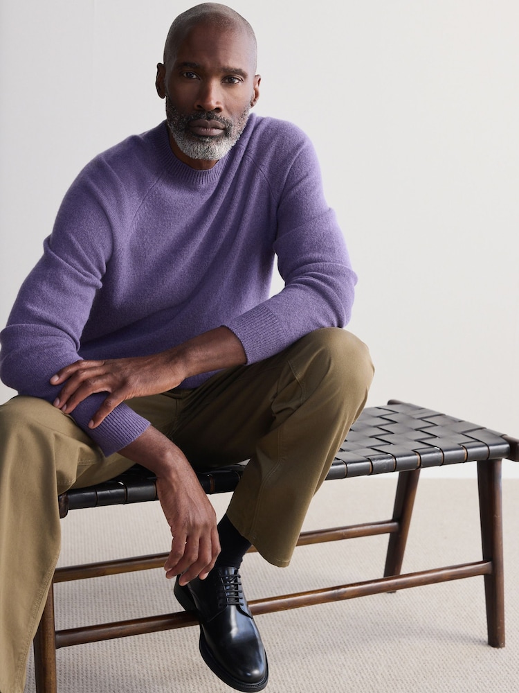 Lilac Purple Crew Neck Regular Fit Signature 100% Merino Wool Midweight Jumper - Image 1 of 8