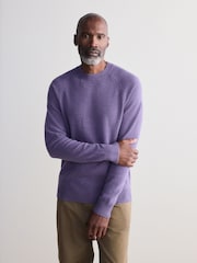 Lilac Purple Crew Neck Regular Fit Signature 100% Merino Wool Midweight Jumper - Image 2 of 8