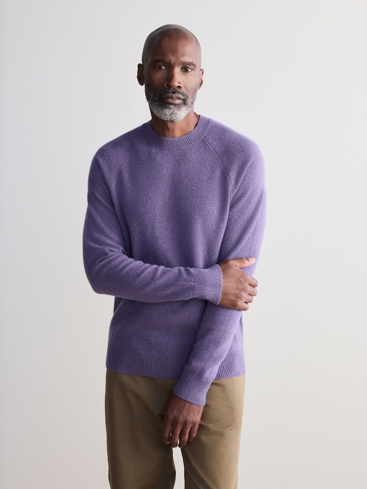 Lilac Purple Crew Neck Regular Fit Signature 100% Merino Wool Midweight Jumper - Image 2 of 8
