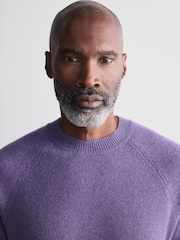 Lilac Purple Crew Neck Regular Fit Signature 100% Merino Wool Midweight Jumper - Image 5 of 8