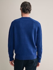 Blue Crew Neck Regular Fit Signature 100% Merino Wool Midweight Jumper - Image 3 of 8