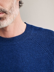 Blue Crew Neck Regular Fit Signature 100% Merino Wool Midweight Jumper - Image 5 of 8