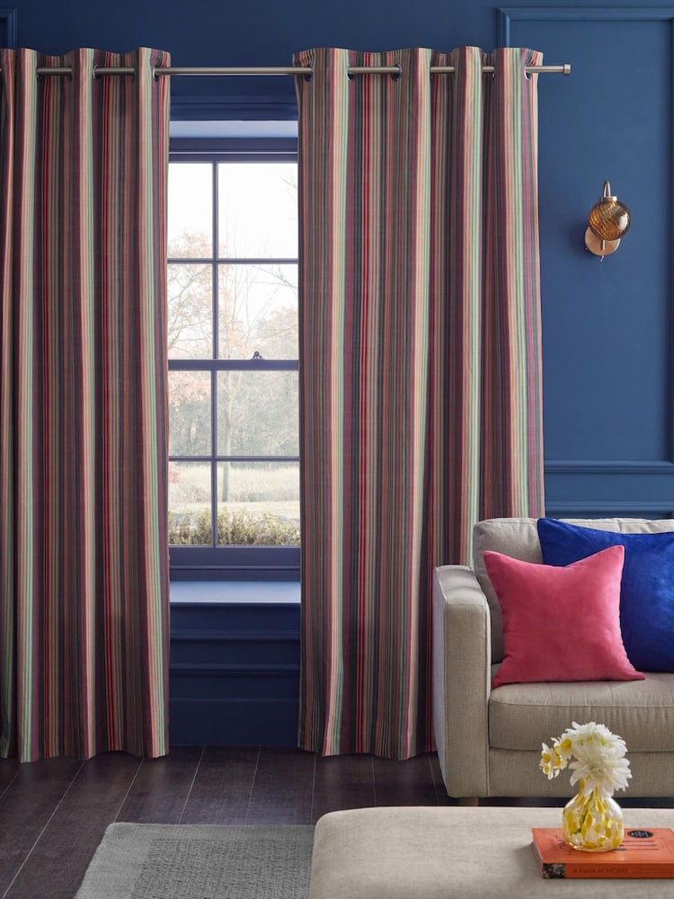 Multi Stripe Eyelet Lined Curtains - Image 2 of 5