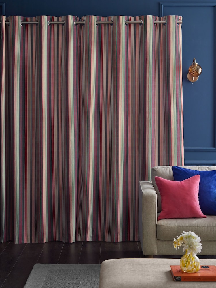 Multi Stripe Eyelet Lined Curtains - Image 3 of 5