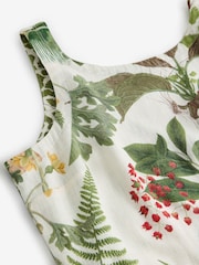 Cream и зеленая пальма Цветы Kew Collection - лен Scoop Back Mini Shift платья - Image 8 of 8