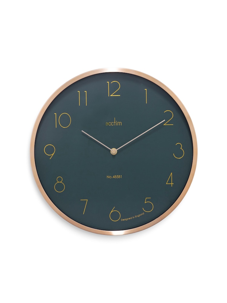 Acctim Clocks Green/Brass Madison 35cm Brushed Metal Wall Clock - Image 4 of 4