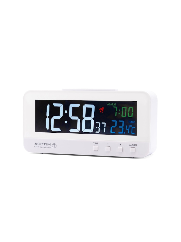 Acctim Clocks White Rialto RC Multi Colour LED Alarm Clock - Image 2 of 6