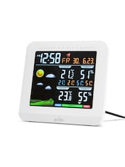 Acctim Clocks White Wyndham Colour Weatherstation Alarm Clock - Image 2 of 5