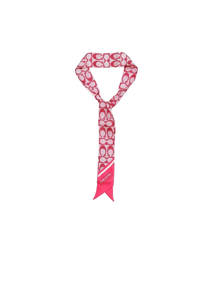COACH Vintage Signature Print Silk Skinny Scarf - Image 1 of 4 COACH Vintage Signature Print Silk Skinny Scarf - Image 1 of 4