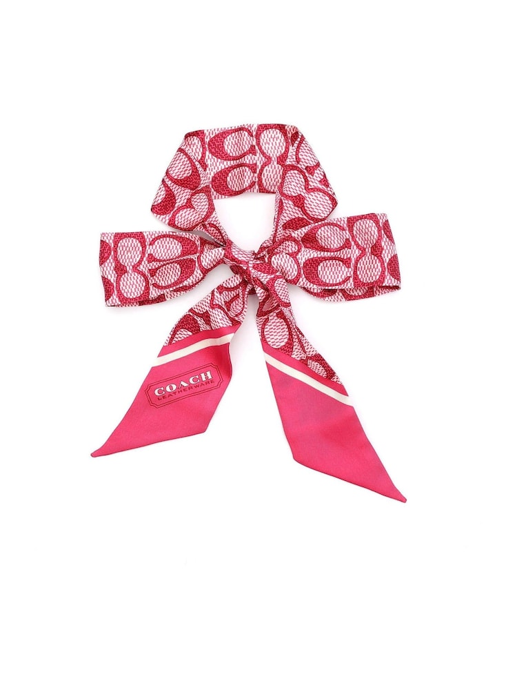 COACH Vintage Signature Print Silk Skinny Scarf - Image 2 of 4 COACH Vintage Signature Print Silk Skinny Scarf - Image 2 of 4