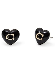 COACH Gold Tone Earring Resin Heart Stud Earrings - Image 1 of 3