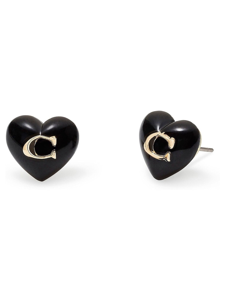 COACH Gold Tone Earring Resin Heart Stud Earrings - Image 1 of 3