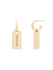 COACH Gold Tone Mini Hangtag Huggies Earrings - Image 1 of 2
