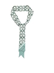 COACH Green Vintage Signature Print Silk Skinny Scarf - Image 1 of 4