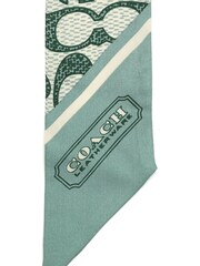 COACH Green Vintage Signature Print Silk Skinny Scarf - Image 4 of 4