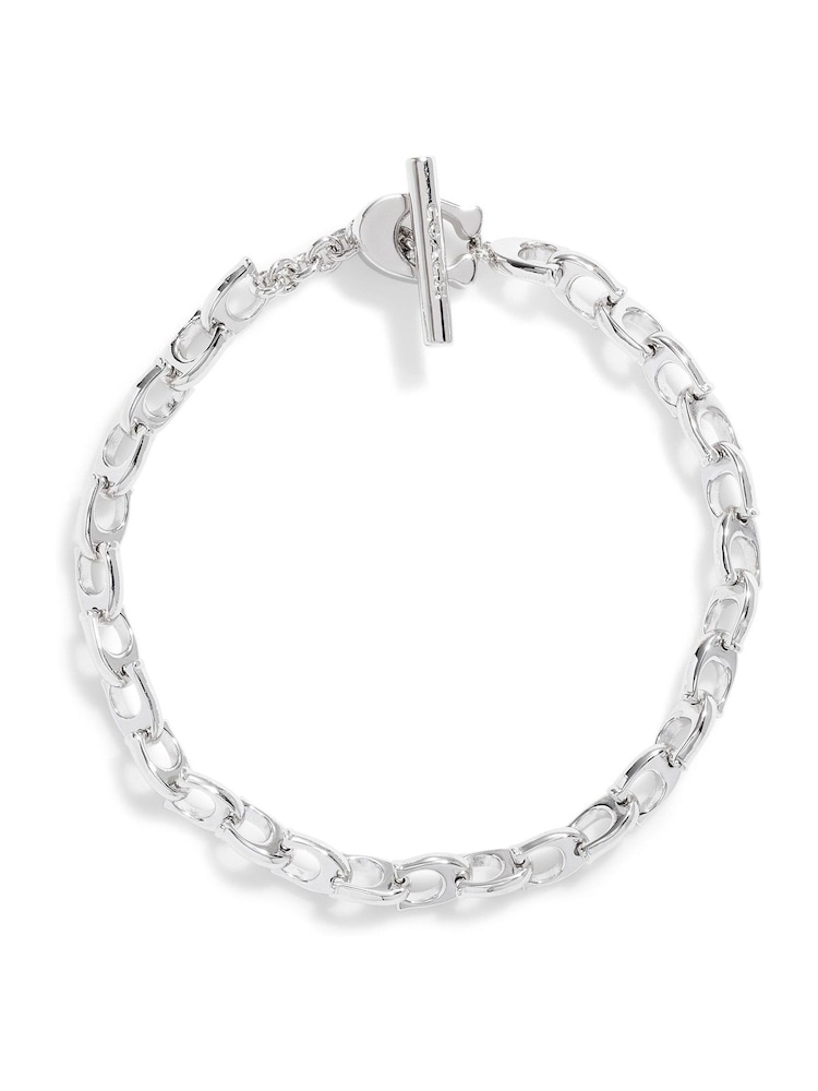 COACH Silver Tone Signature Link Bracelet - Image 1 of 4