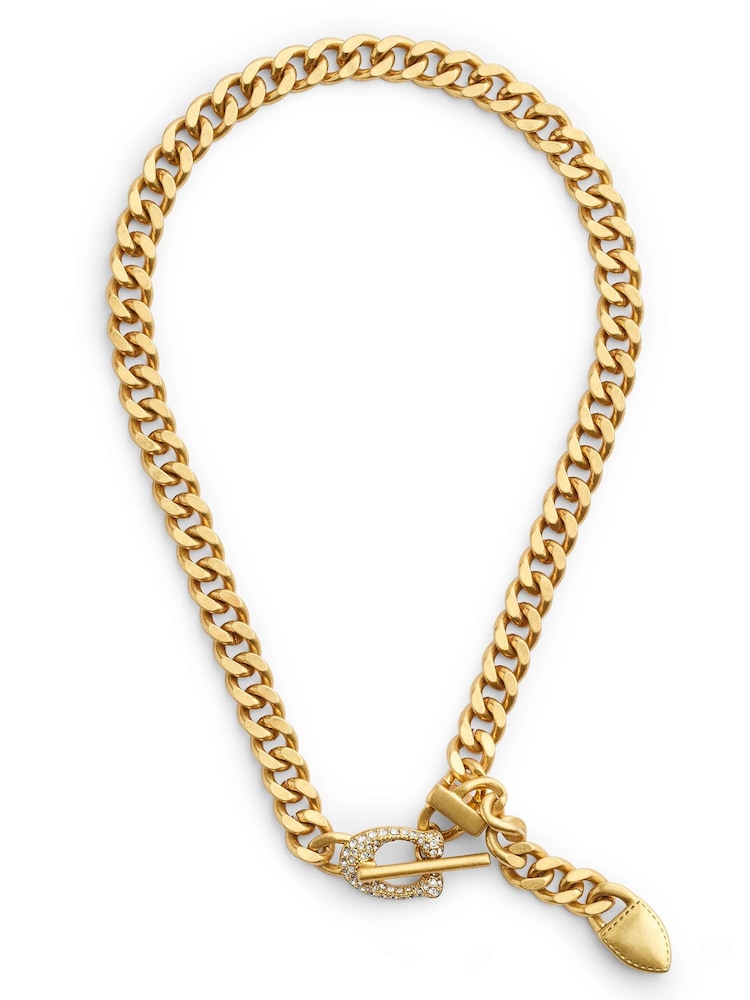 COACH Gold Tone Signature C Buckle Curb Chain Necklace - Image 1 of 3