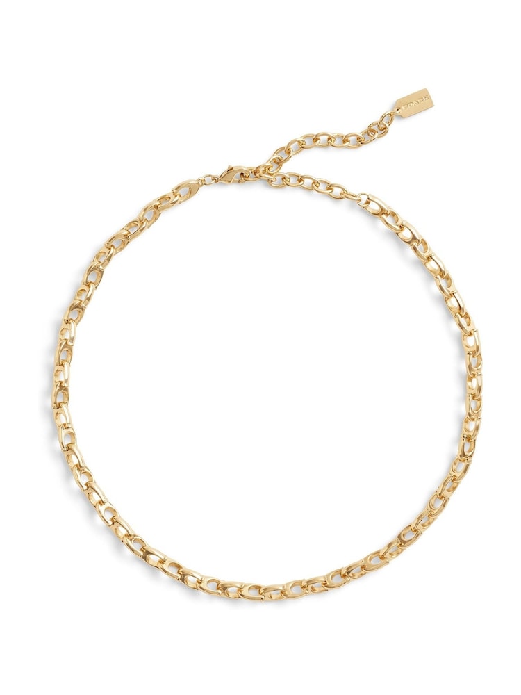 COACH Gold Tone Signature C Choker Necklace - Image 1 of 3 COACH Gold Tone Signature C Choker Necklace - Image 1 of 3
