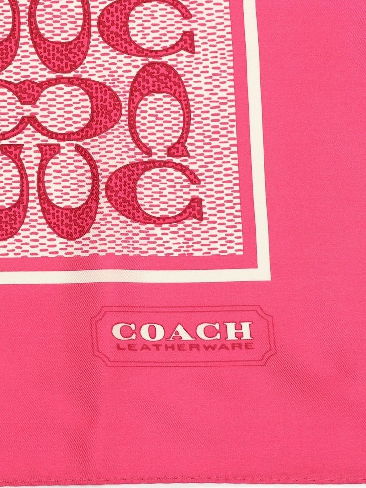 COACH Purple Vintage Signature Print Silk Square Scarf - Image 4 of 4
