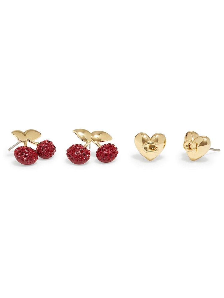 COACH Gold Tone Signature Cherry Earring Set - Image 2 of 3