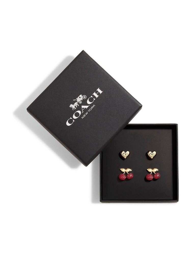 COACH Gold Tone Signature Cherry Earring Set - Image 3 of 3