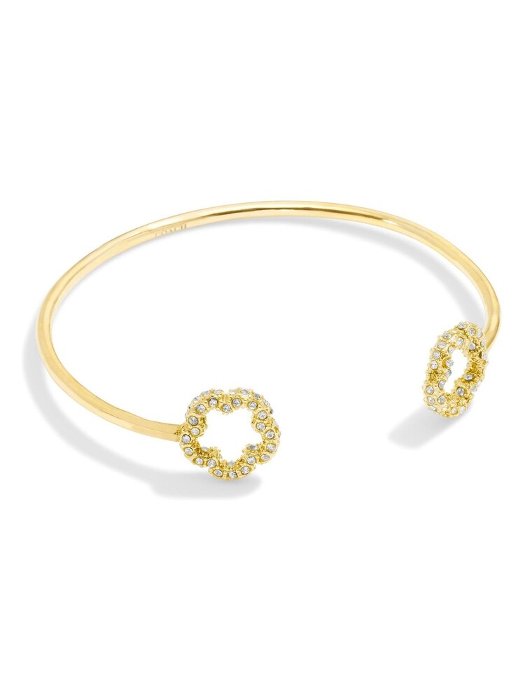 COACH Gold Tone Signature Pavé Tea Rose Cuff Bracelet - Image 1 of 1