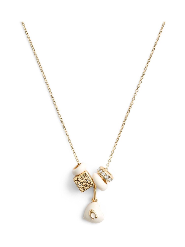 COACH Gold Tone Signature Enamel Heart Charm Pendant Necklace - Image 3 of 3
