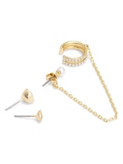 COACH Gold Tone Pearl Cuff Earring Set - Image 2 of 3
