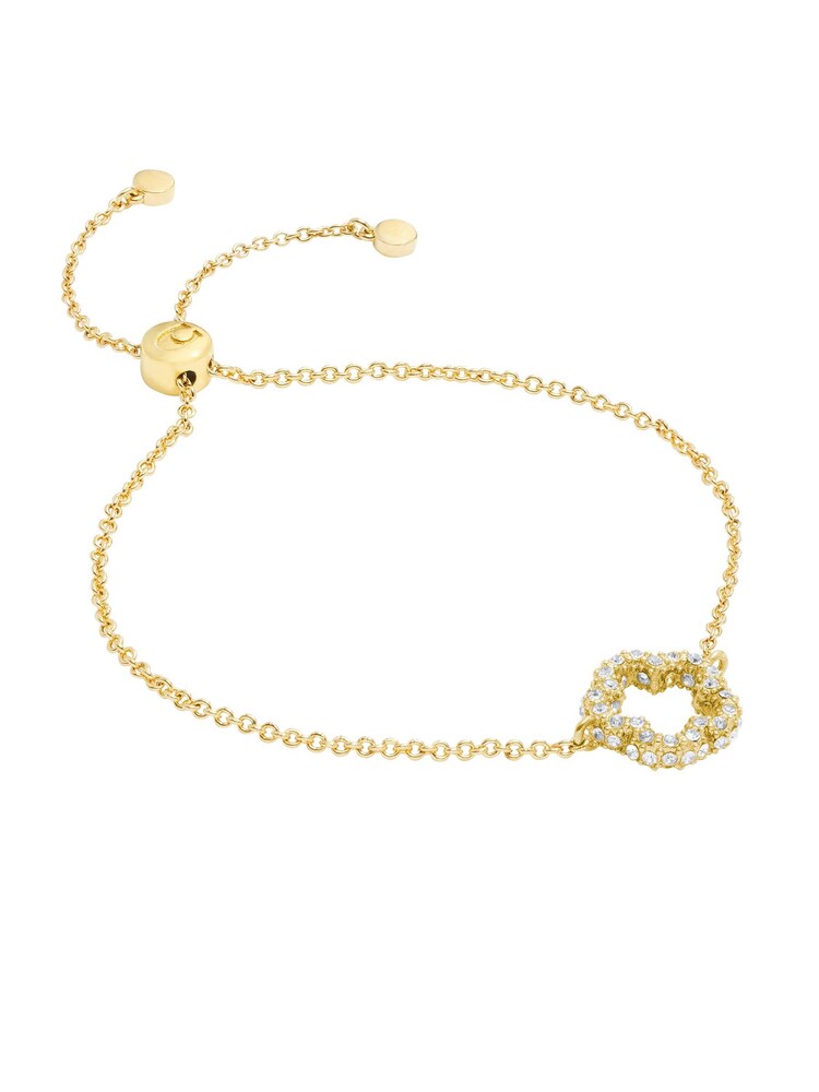 COACH Gold Tone Signature Pavé Tea Rose Slider Bracelet - Image 1 of 3
