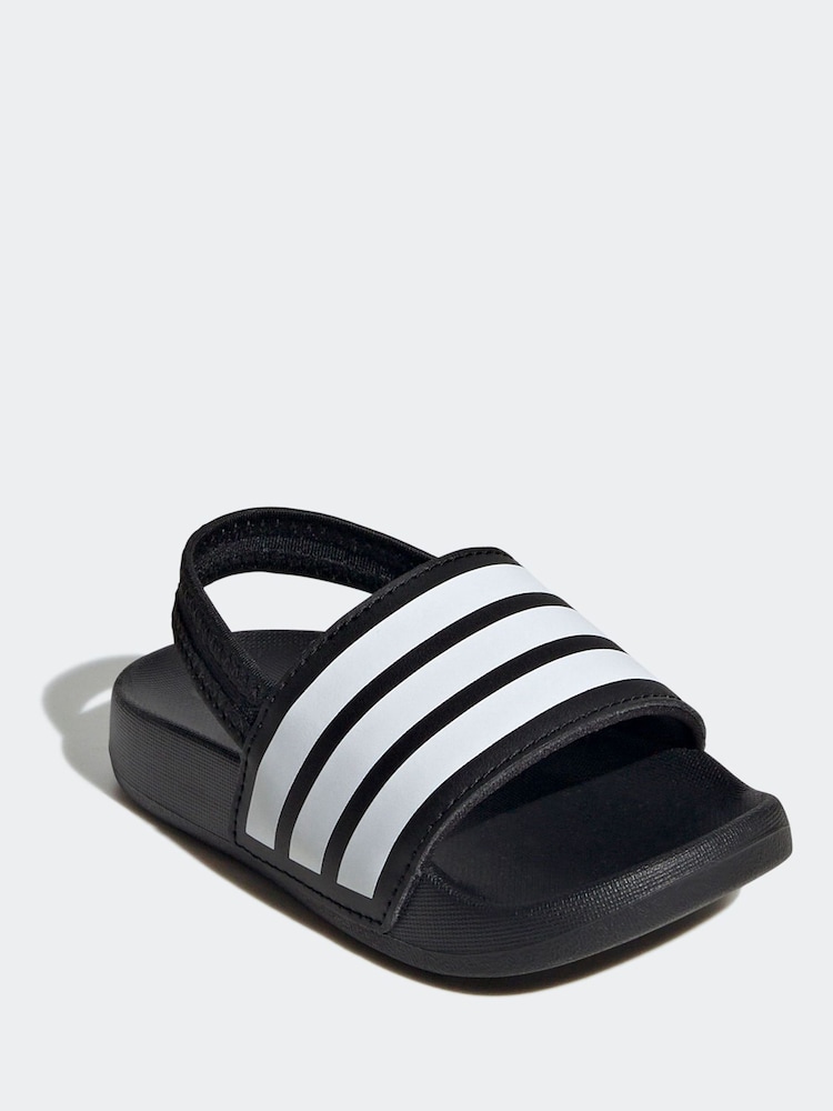 adidas Black Adilette Estrap Slides - Image 1 of 9