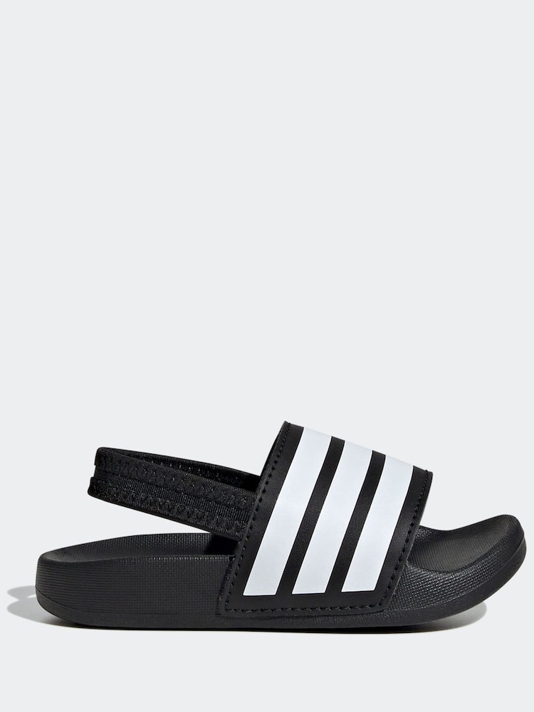 adidas Black Adilette Estrap Slides - Image 2 of 9