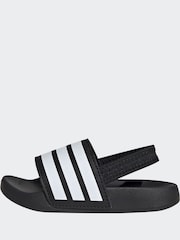 adidas Black Adilette Estrap Slides - Image 3 of 9